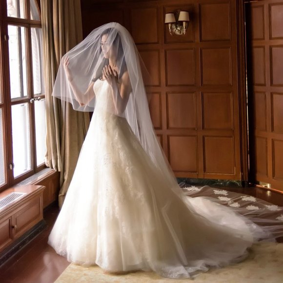 Vera Wang Pandora Dress + Bolero + Veil - Picture 1 of 7